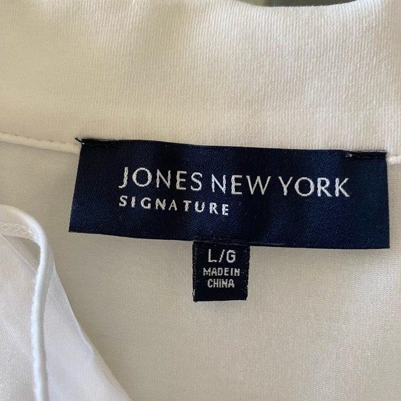 JONES NEW YORK SIGNATURE WHITE RUFFLED TOP - Picture 2 of 8